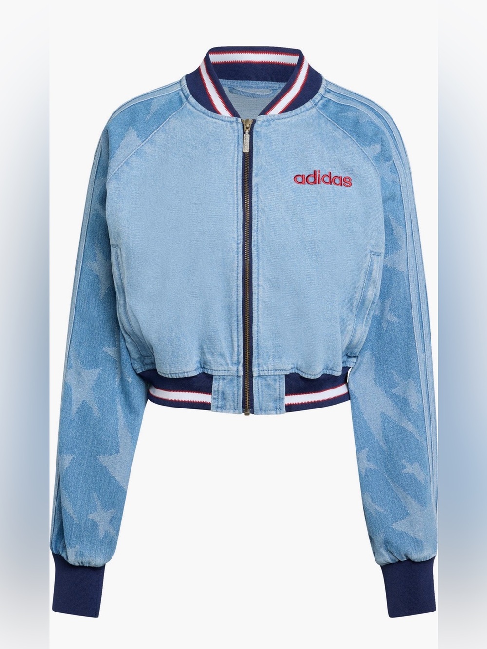 NWT adidas Originals SST Denim Graphic Varsity  Bomber Jacket